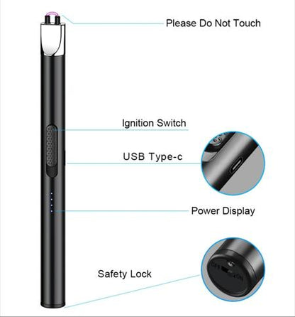 1PCS Windproof USB Rechargeable Metal Arc Lighter , Suitable for Candles, Gas Stoves, Outdoor Kitchens, Barbecues, Camping - 170Mah Battery, Home Gadgets, Ideal for Valentine'S Day and New Year'S Gifts